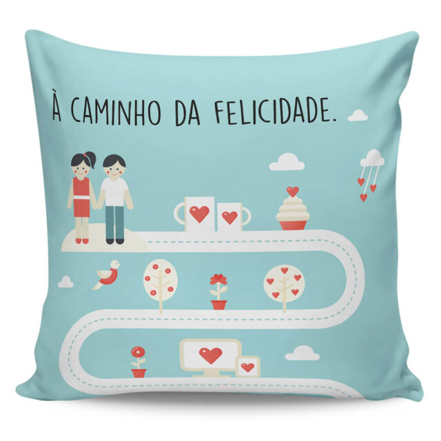 Arte Almofada A Caminho Da Felicidade