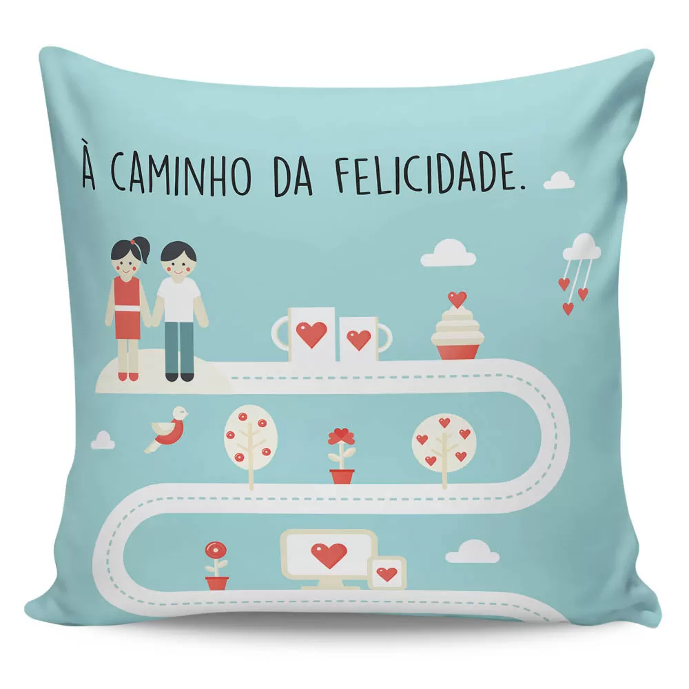 Arte Almofada A Caminho Da Felicidade