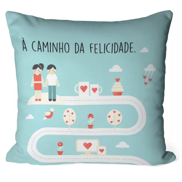 Arte Almofada A Caminho Da Felicidade