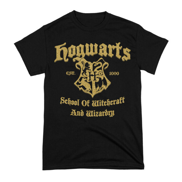 Arte Camiseta Harry Potter Hogwarts Insígnia Glitter