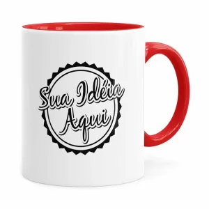 Caneca Personalizada Empresa V01 Alça E Interno Vermelho