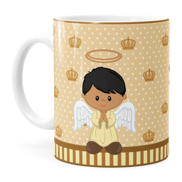 Arte Caneca Batizado Anjinho Dindo Marrom