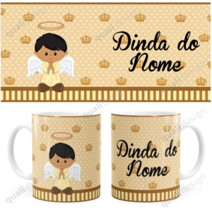 Arte Caneca Batizado Anjinho Dinda Marrom