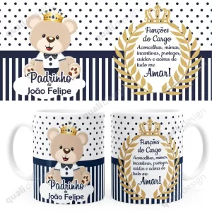 Arte Caneca Batizado Dindo Urso Príncipe 02