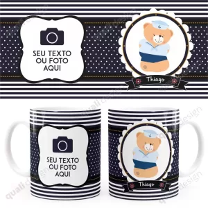 Arte Caneca Batizado Ursinho Marinheiro 02