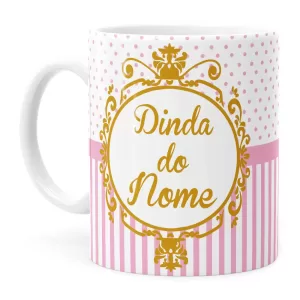 Arte Caneca Batizado Ursinho Realeza 03 Rosa