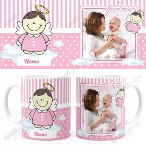 Arte Para Caneca Dinda Anjinho Rosa