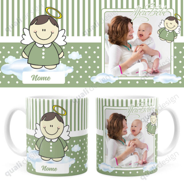 Arte Para Caneca Dindo Anjinho Verde