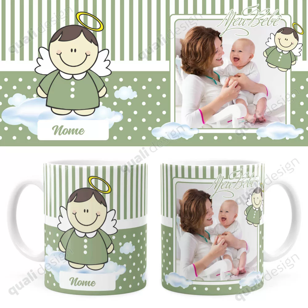 Arte Para Caneca Dindo Anjinho Verde