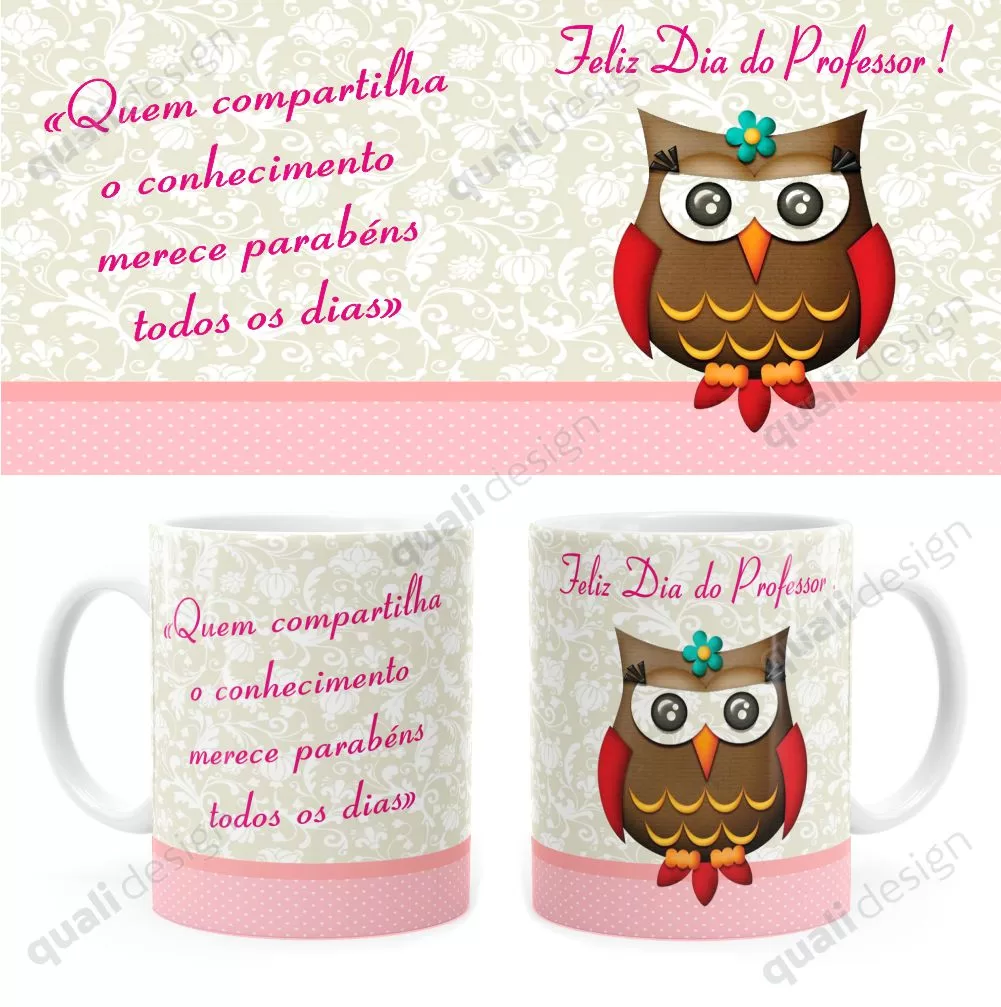 Arte Para Caneca Feliz Dia Do Professor Coruja