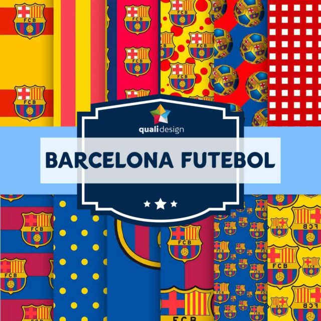 Kit Digital Premium Scrapbook Papéis Barcelona Futebol