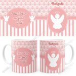 Arte Caneca Batizado Anjinho Rose – Digital