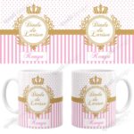 Arte Caneca Batizado Dinda Monograma Rosa