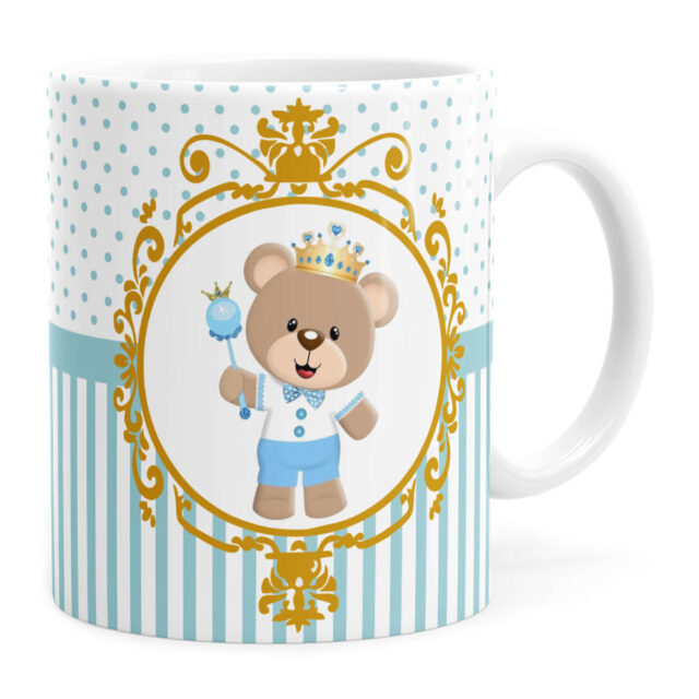 Arte Caneca Batizado Ursinho Realeza 03 Azul