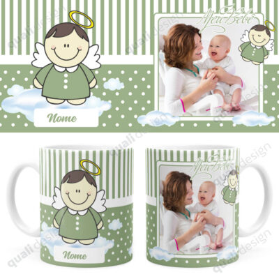 Arte Para Caneca Dindo Anjinho Verde